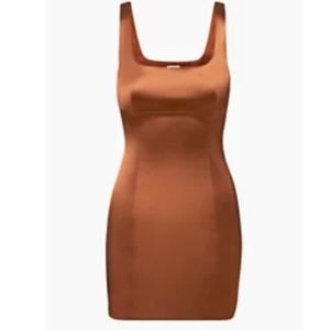 Aritzia Wilfred Shine Dress in Anise Brown, Size 8